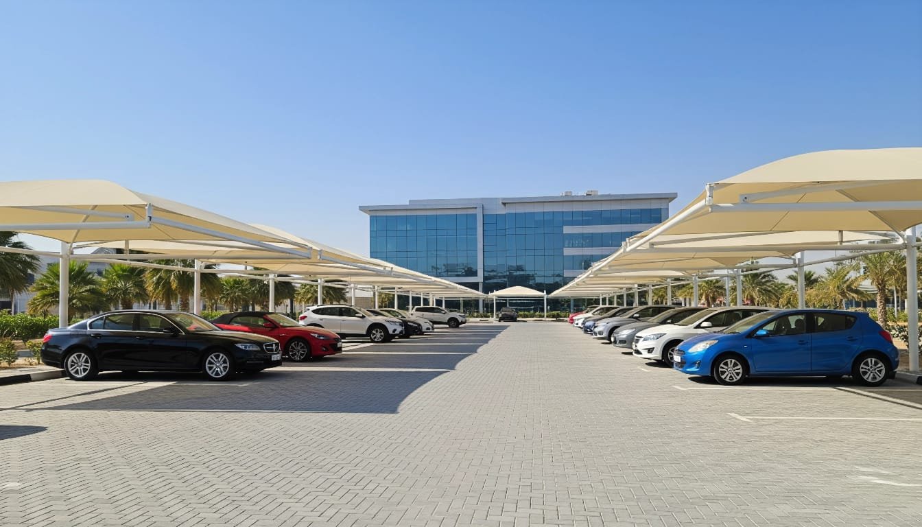 Car parking shade installation project in Saudi Arabia