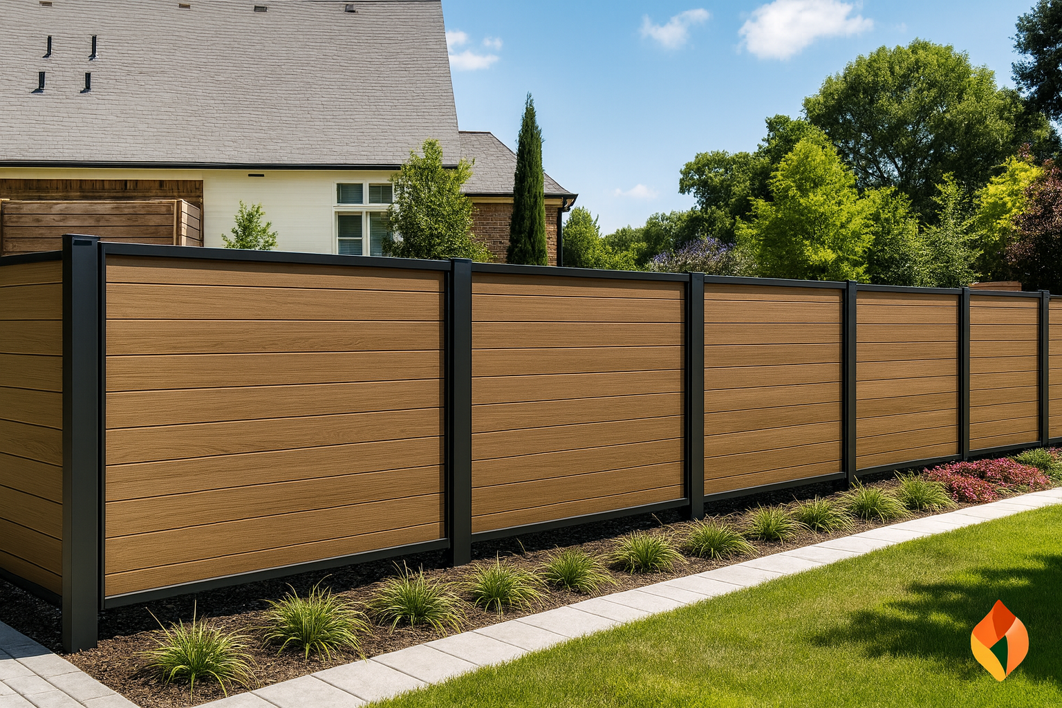 Wood look composite fencing
