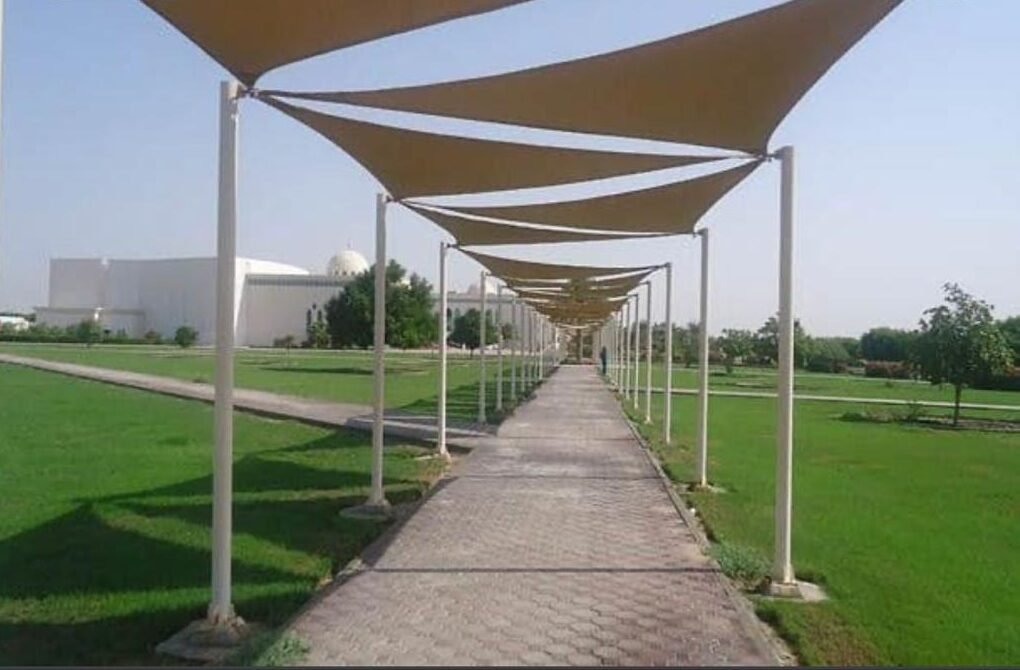 Custom Multi-Bay Parking Shade Dammam edge finishing and detailing